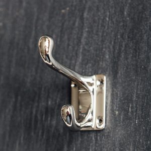 Hat and Coat Hook - Rectangular Base - Polished Nickel