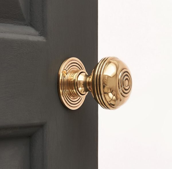 Regency Style Door Knobs (Pair) - Aged Brass