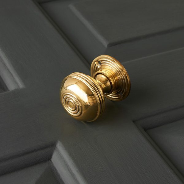 Regency Style Door Knobs (Pair) - Aged Brass - Image 2
