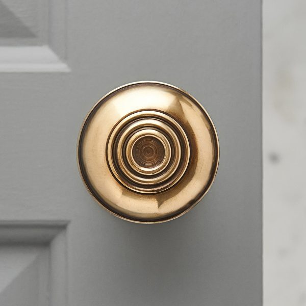 Regency-Style Large Door Knobs (Pair) - Aged Brass - Image 3