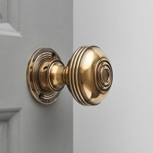 Regency-Style Large Door Knobs (Pair) - Aged Brass