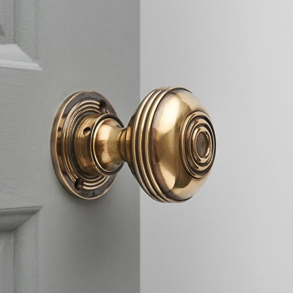 Regency-Style Large Door Knobs (Pair) - Aged Brass