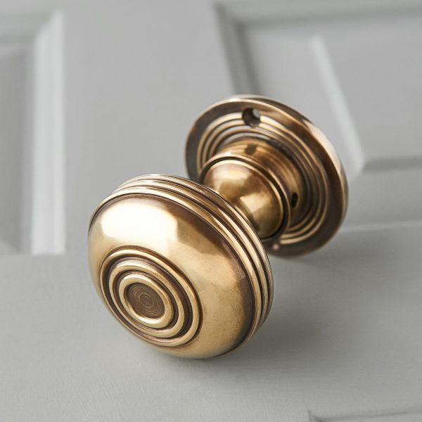 Regency-Style Large Door Knobs (Pair) - Aged Brass - Image 2