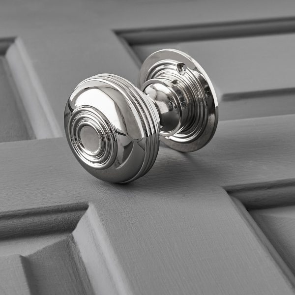 Regency-Style Large Door Knobs (Pair) - Nickel - Image 3