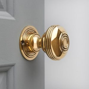 Regency Style Large Door Knobs (Pair) - Polished Brass