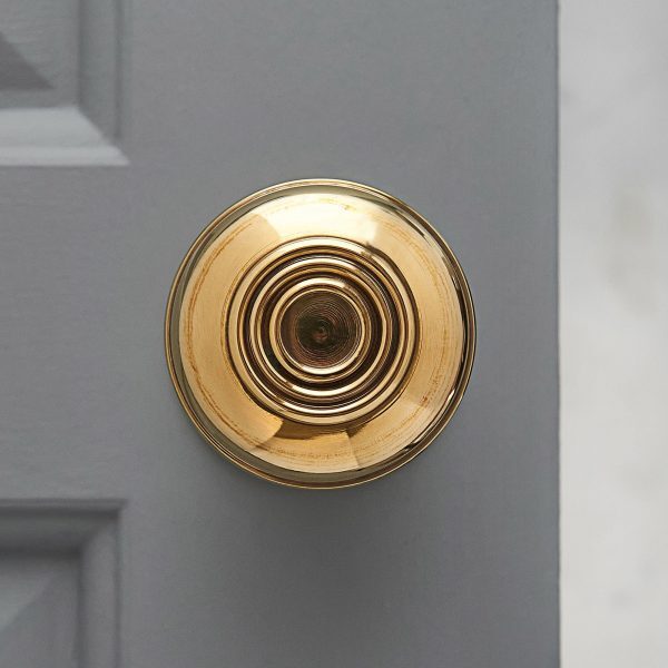 Regency Style Large Door Knobs (Pair) - Polished Brass - Image 3