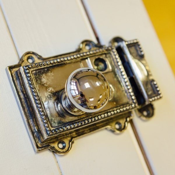 Beaded Regency-Style Rim Latch - Aged Nickel - Image 3
