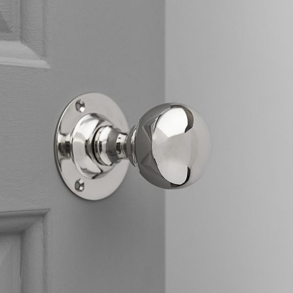 Round Door Knobs (Pair) - Polished Nickel