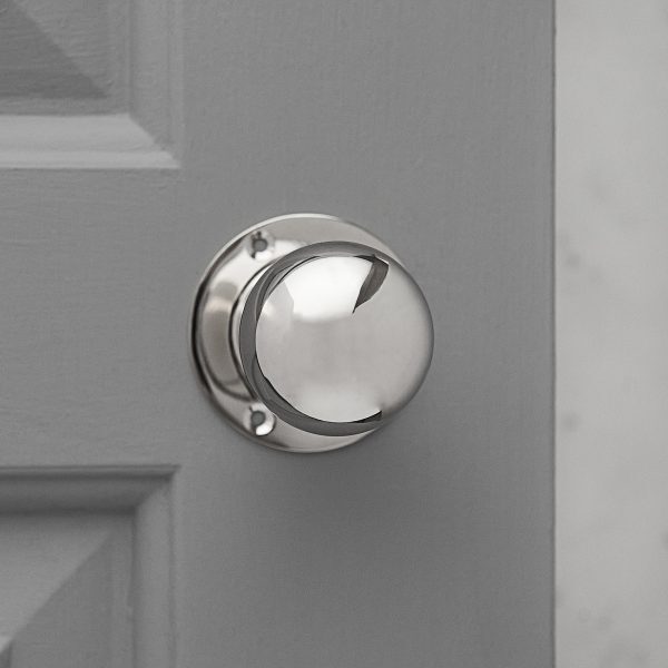 Round Door Knobs (Pair) - Polished Nickel - Image 3