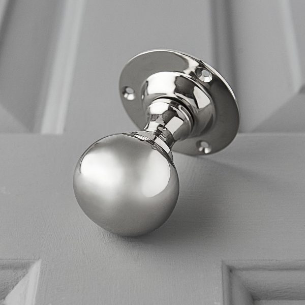 Round Door Knobs (Pair) - Polished Nickel - Image 2