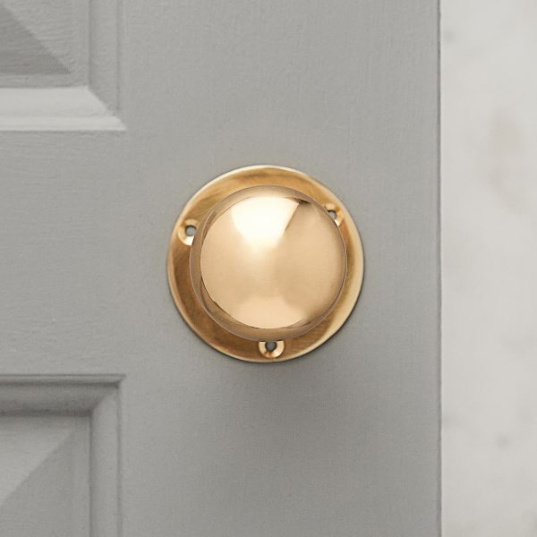 Round Door Knobs (Pair) - Polished Brass - Image 2