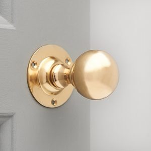 Round Door Knobs (Pair) - Polished Brass