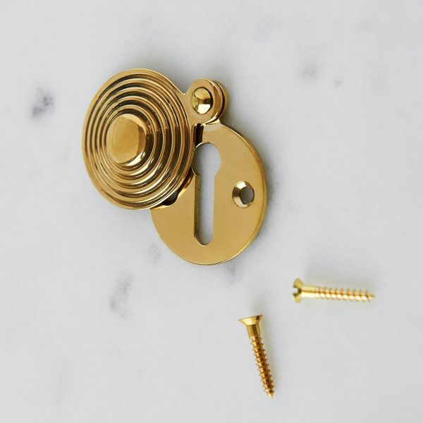 Round Reeded Beehive Escutcheon - Brass - Image 2