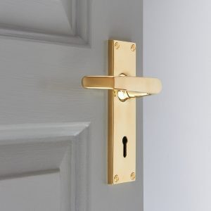 Stafford Lever Handles (Pair) On Rectangular Backplate- Brass