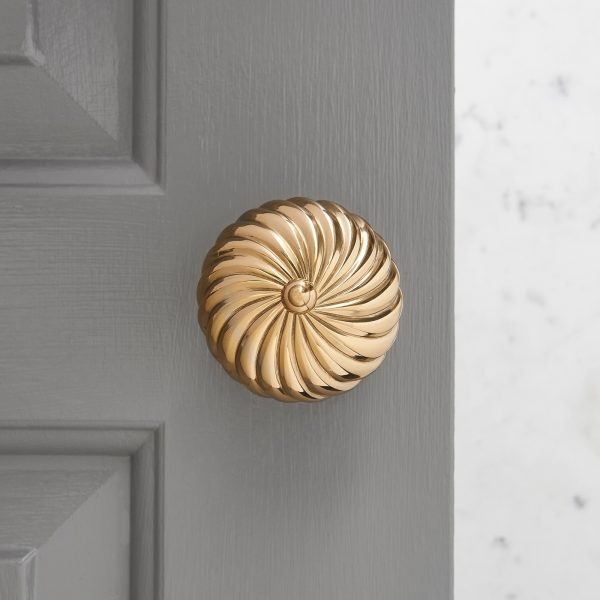 Edwardian Swirl Door Knobs (Pair) - Brass - Image 2