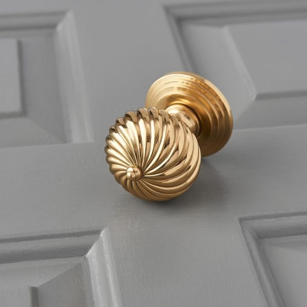 Edwardian Swirl Door Knobs (Pair) - Brass - Image 3