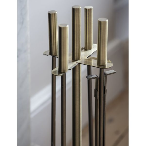 Tawstock Fireside Tool Set - Antique Brass or Steel - Image 2