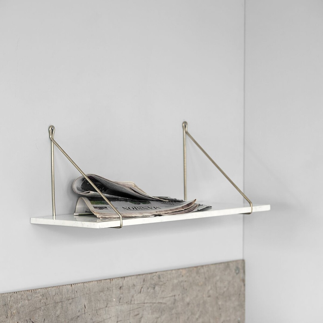 Marble Shelf with Brass Brackets