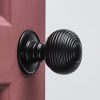 Beehive Large Door Knobs (Pair) - Black