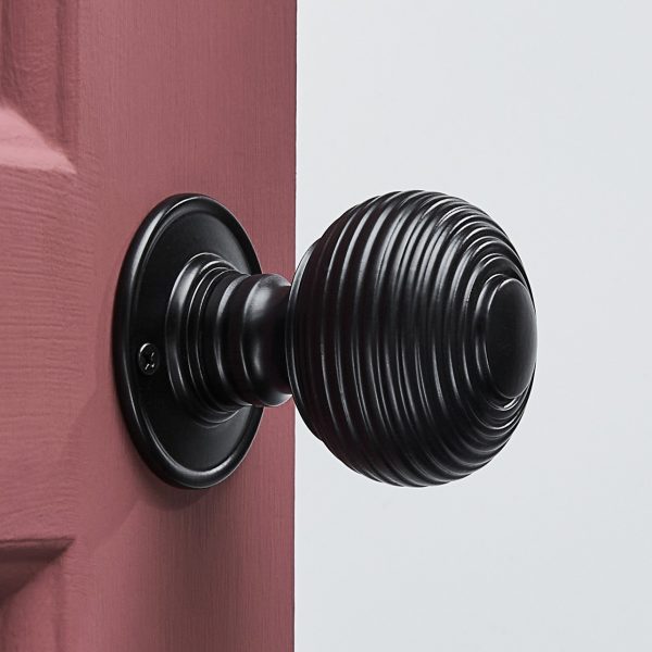 Beehive Large Door Knobs (Pair) - Black