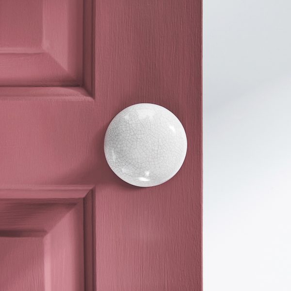Crackled Porcelain Door Knobs (Pair) - Brass Collar & Backplate - Image 2