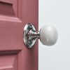 Crackled Porcelain Door Knobs (Pair) - Nickel Collar & Backplate