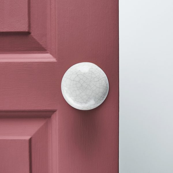 Crackled Porcelain Door Knobs (Pair) - Nickel Collar & Backplate - Image 2
