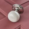 Crackled Porcelain Door Knobs (Pair) - Nickel Collar & Backplate - Image 3