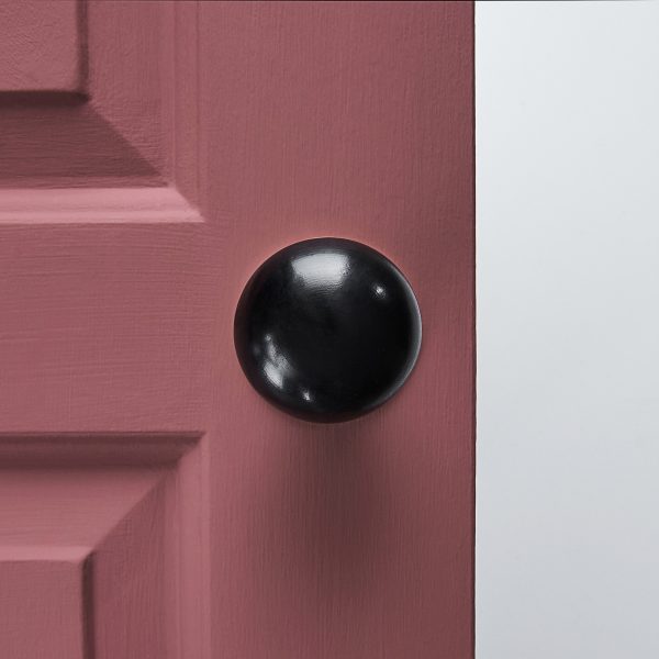 Ebony Cottage Door Knobs (Pair) - Brass Collar & Rose - Image 2