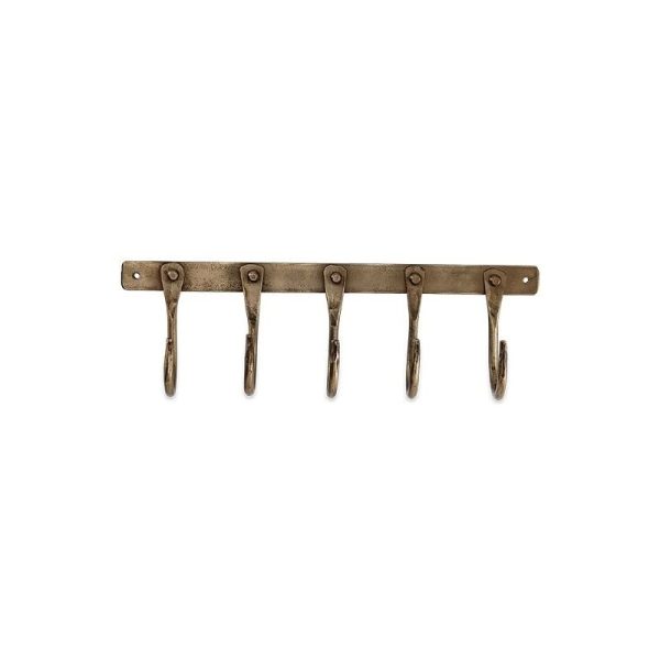 Antique Brass Hook Rail - 5 Hooks - Image 2