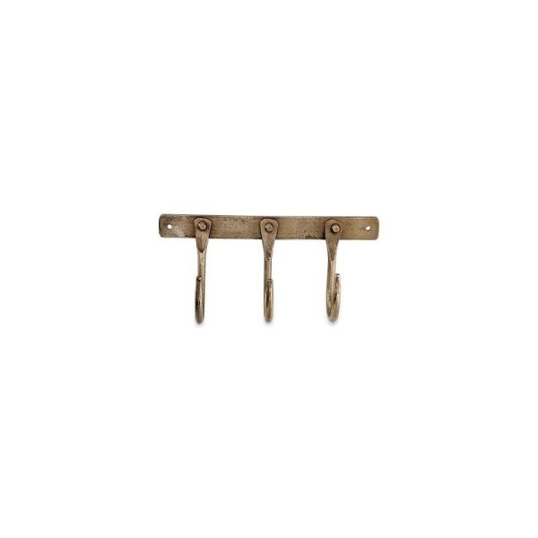 Antique Brass Hook Rail - 3 Hook - Image 2