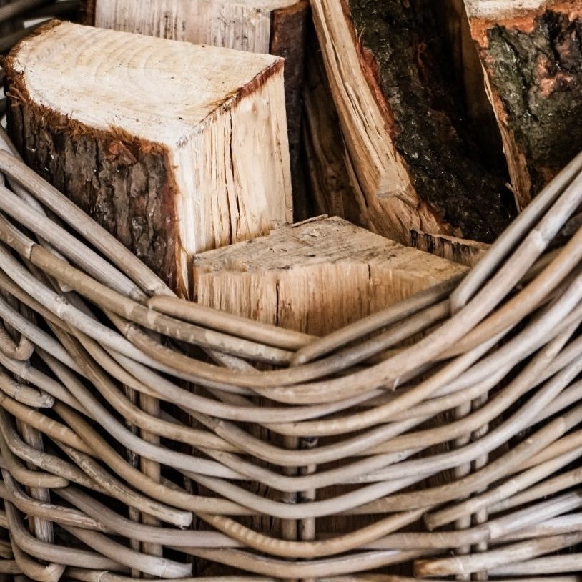 Felt Log Basket with Wooden Handle - Southwold