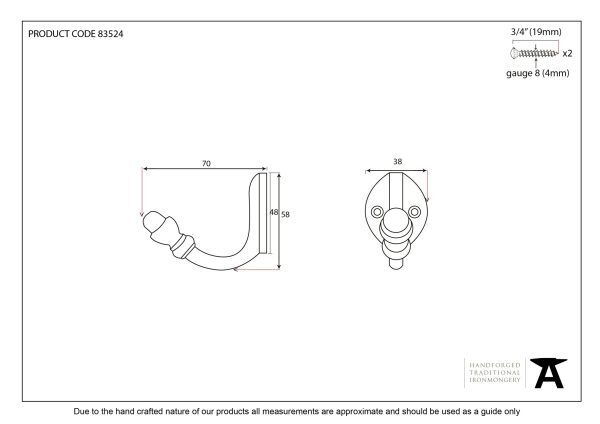 Coat Hook - Polished Brass - Image 2