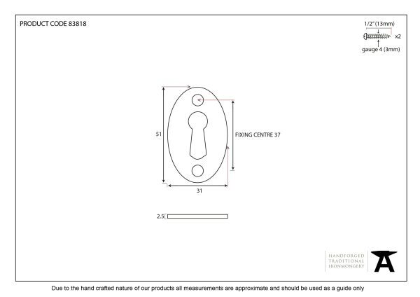 Oval Escutcheon - Aged Brass - Image 2