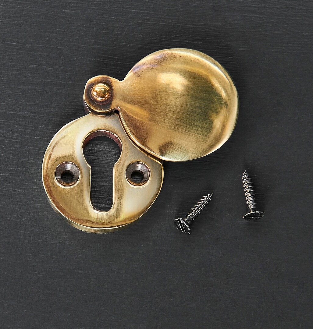 Oval Regency Escutcheon Door Lock Keyhole Cover - Antique Brass