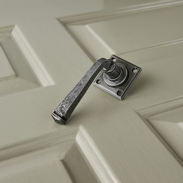 Avon Lever Handles on Square Backplate (Pair) - Pewter - Image 4