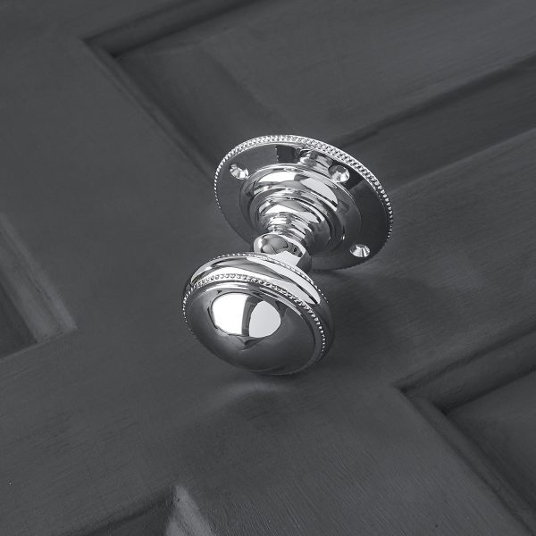 Beaded Edge Regency Door Knobs (Pair) - Polished Chrome - Image 3
