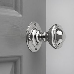 Beaded Edge Regency Door Knobs (Pair) - Polished Nickel
