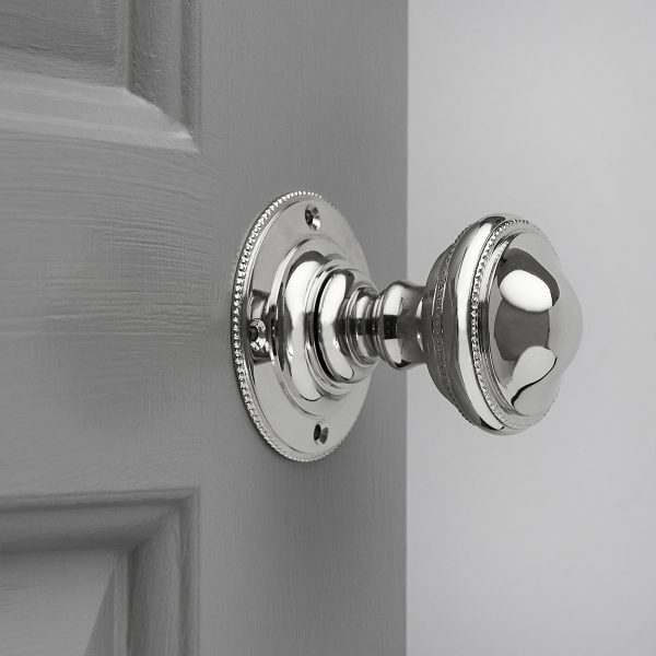 Beaded Edge Regency Door Knobs (Pair) - Polished Nickel