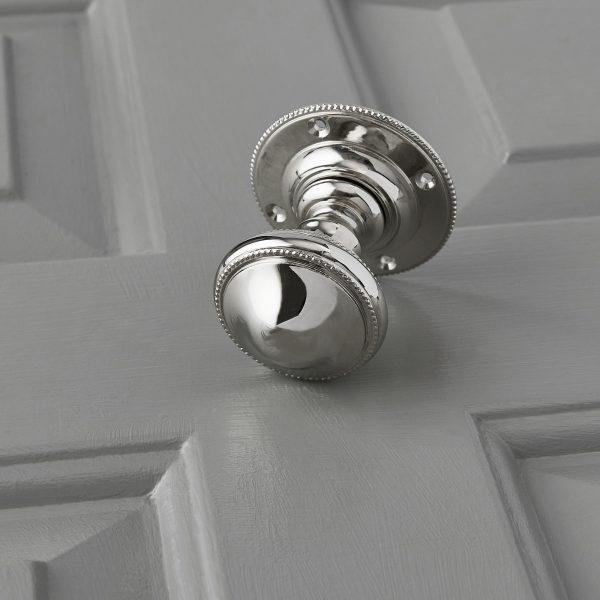 Beaded Edge Regency Door Knobs (Pair) - Polished Nickel - Image 3