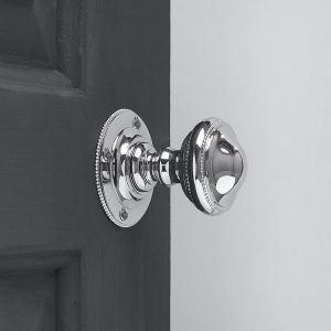 Beaded Edge Regency Door Knobs (Pair) - Polished Chrome