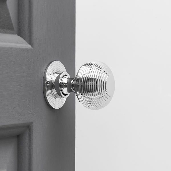 Beehive Mortice/Rim Knob Set - Polished Chrome