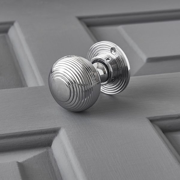 Beehive Mortice/Rim Knob Set - Polished Chrome - Image 3