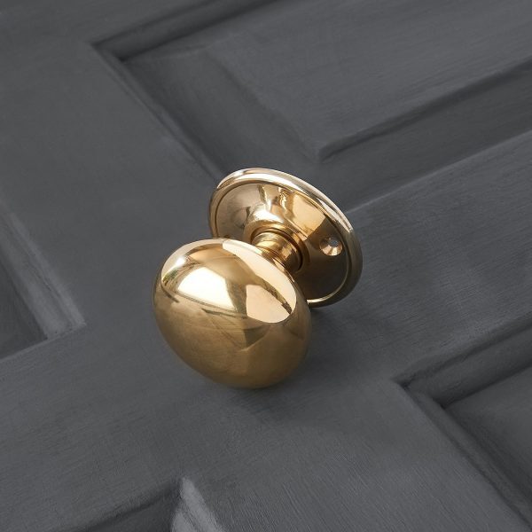 Cottage Mortice/Rim Knob Set (Pair) - Polished Brass - Large - Image 3