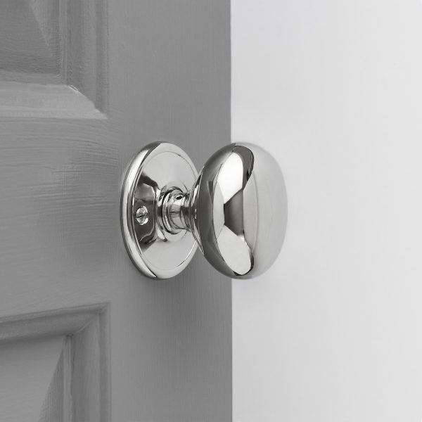 Cottage Mortice/Rim Knob Set (Pair) - Polished Nickel - Large