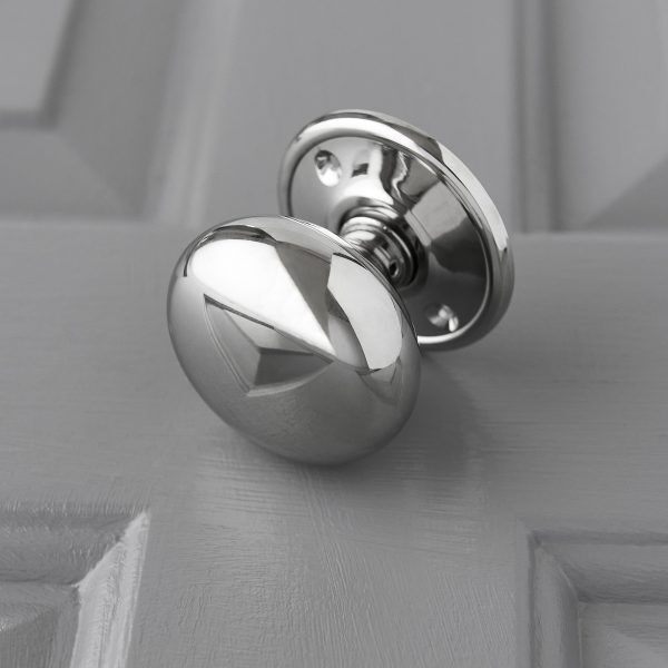 Cottage Mortice/Rim Knob Set (Pair) - Polished Nickel - Large - Image 2