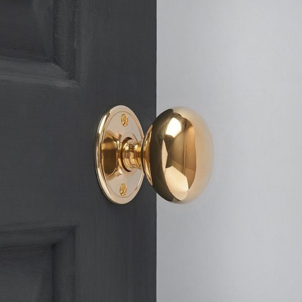 Cottage Mortice/Rim Knob Set (Pair) - Polished Brass - Large