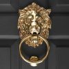 Empire Lions Head Door Knocker - Polished Brass
