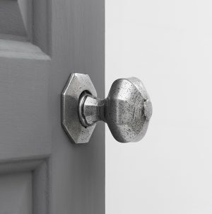 Hand Forged Octagonal Door Knobs (Pair) - Pewter