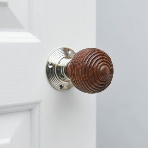 Rosewood Beehive Knobs (Pair) - Nickel Collar & Rose